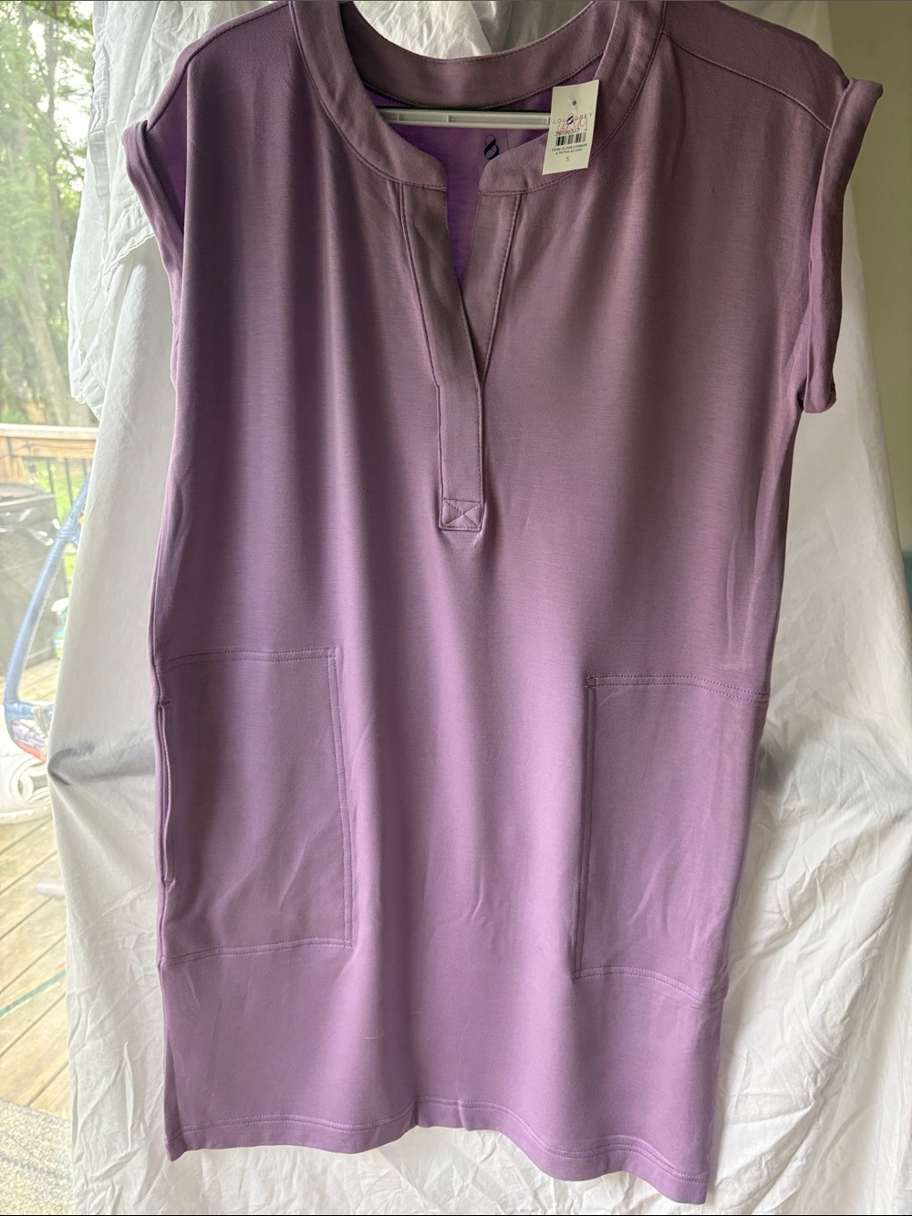 LOU & GREY | NWT| Lilac Casual Shift Dress with Front Patch Pockets | Sz Small